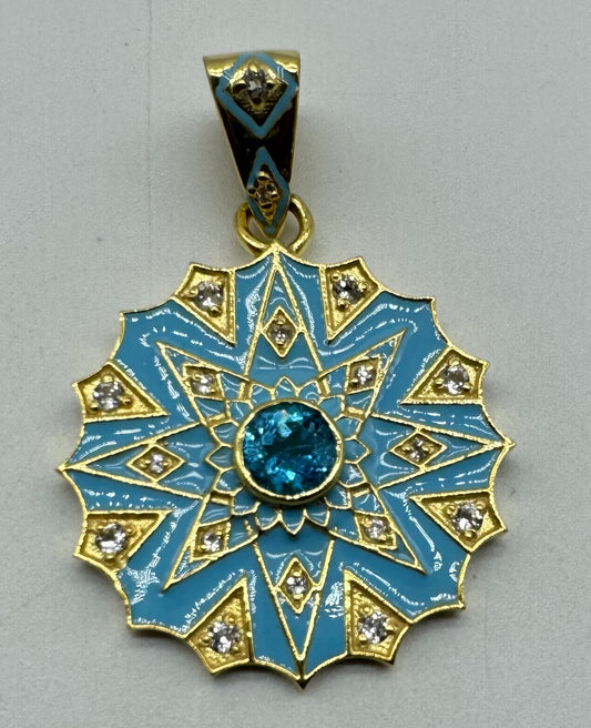 Enamel White Topaz Charm
