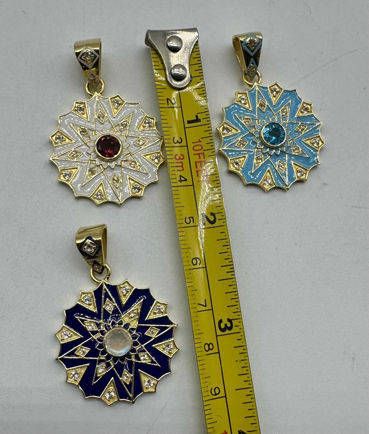 Enamel White Topaz Charm