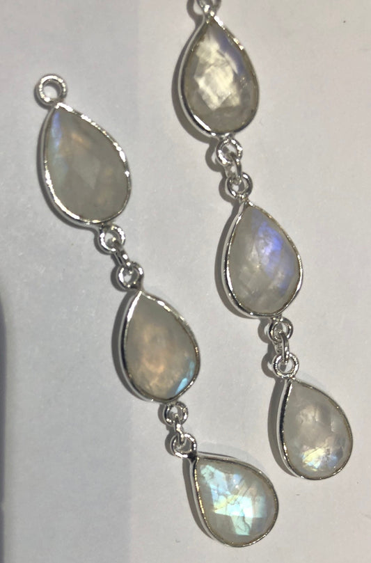 Moonstone Sterling silver bezal earring component