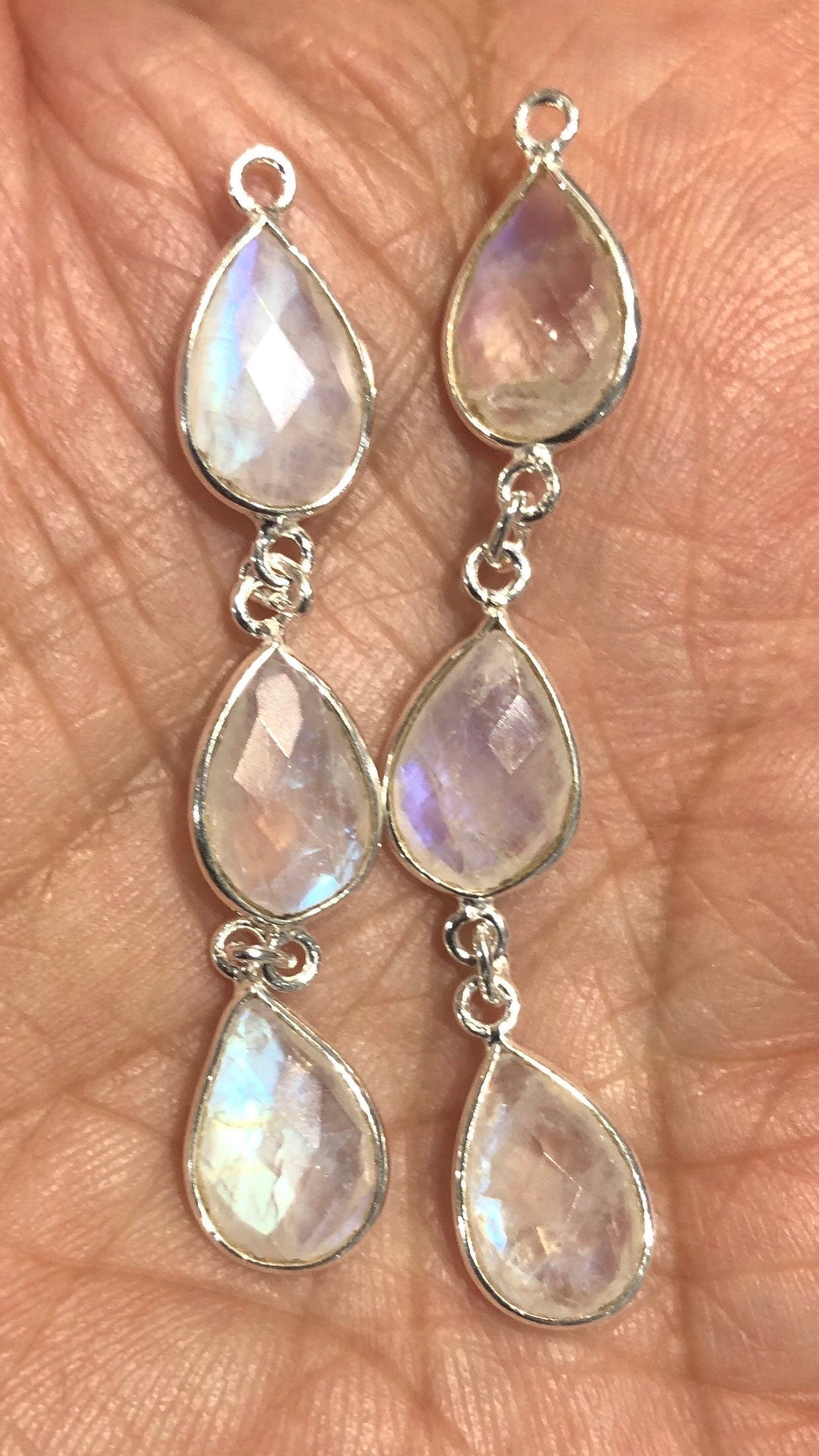 Moonstone Sterling silver bezal earring component
