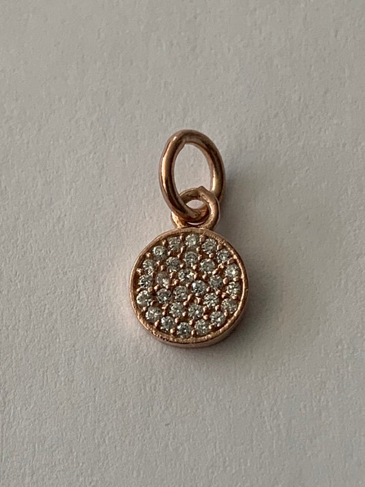 Rose gold Pave white topaz charm