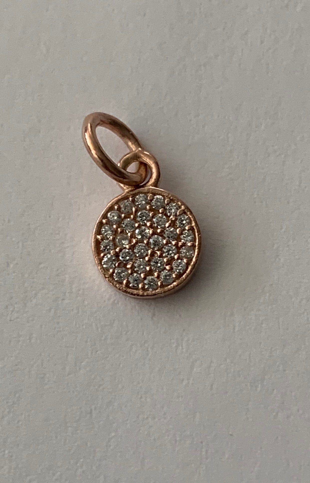 Rose gold Pave white topaz charm