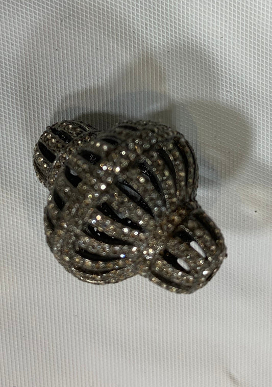 Pave white topaz sterling silver beads