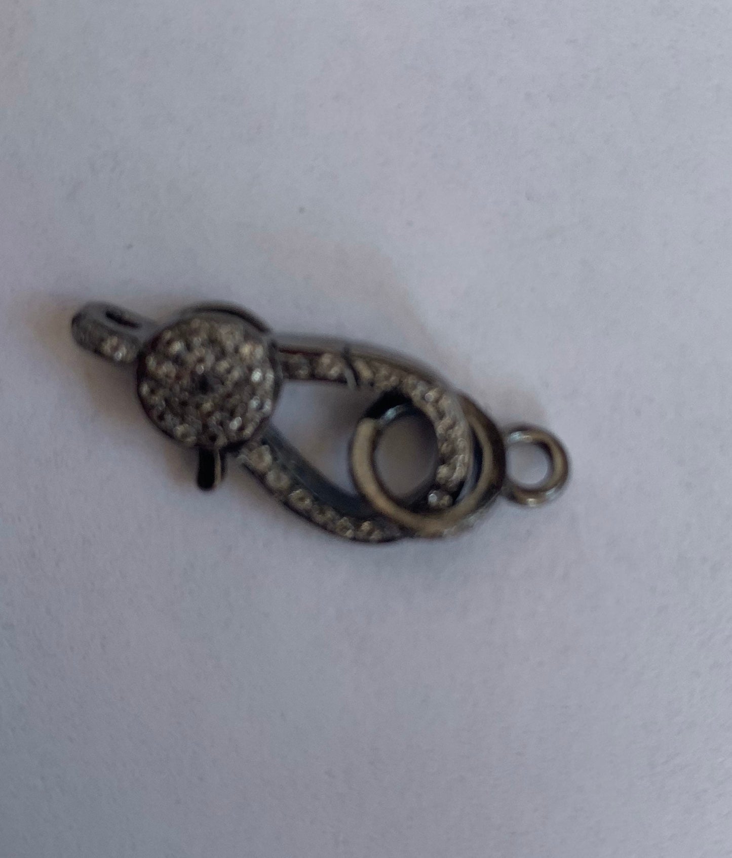 Pave White topaz sterling silver clasp