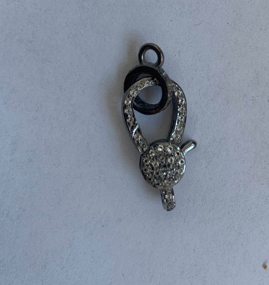 Pave White topaz sterling silver clasp