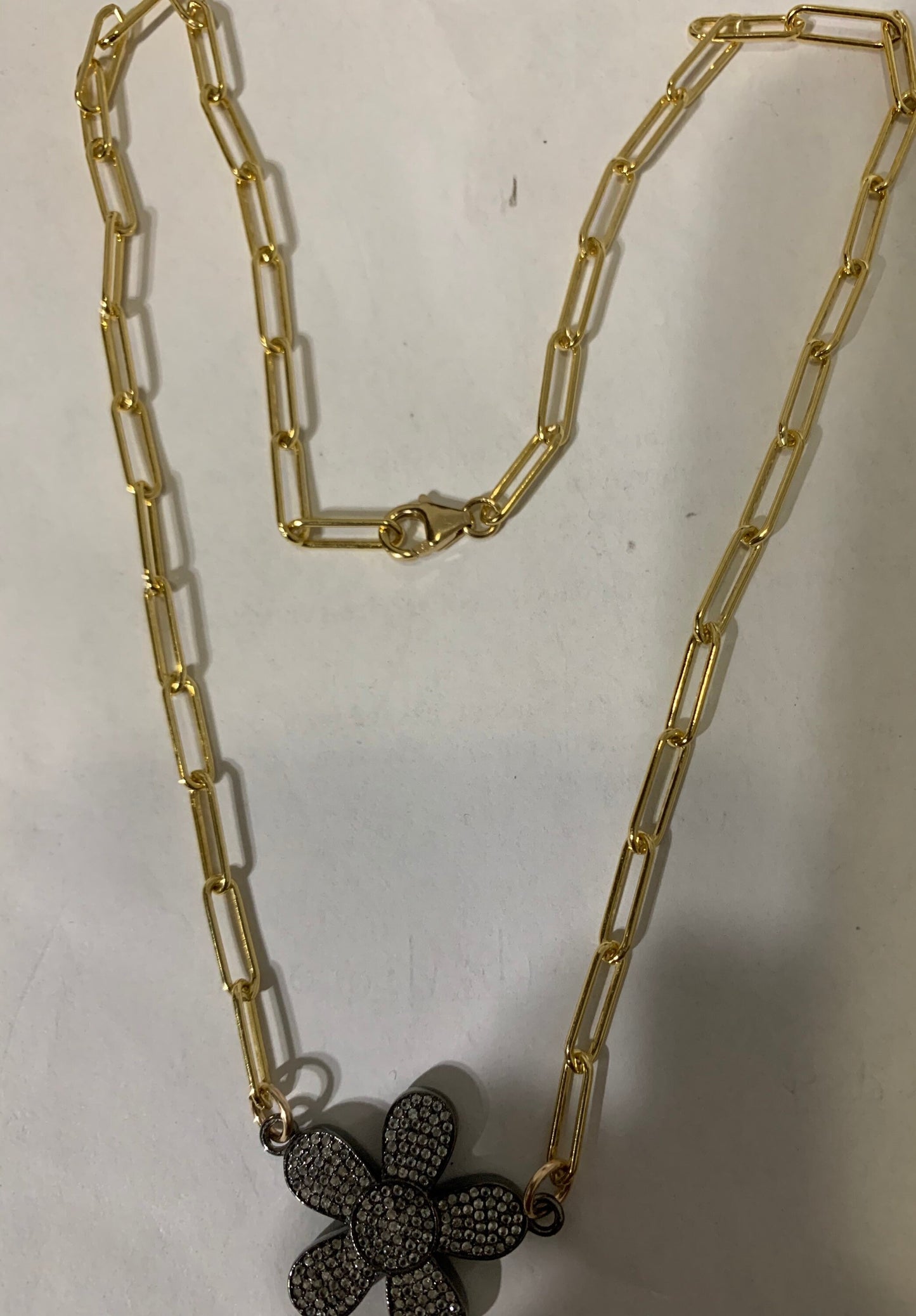 14/20 Goldfilled pave white topaz necklace