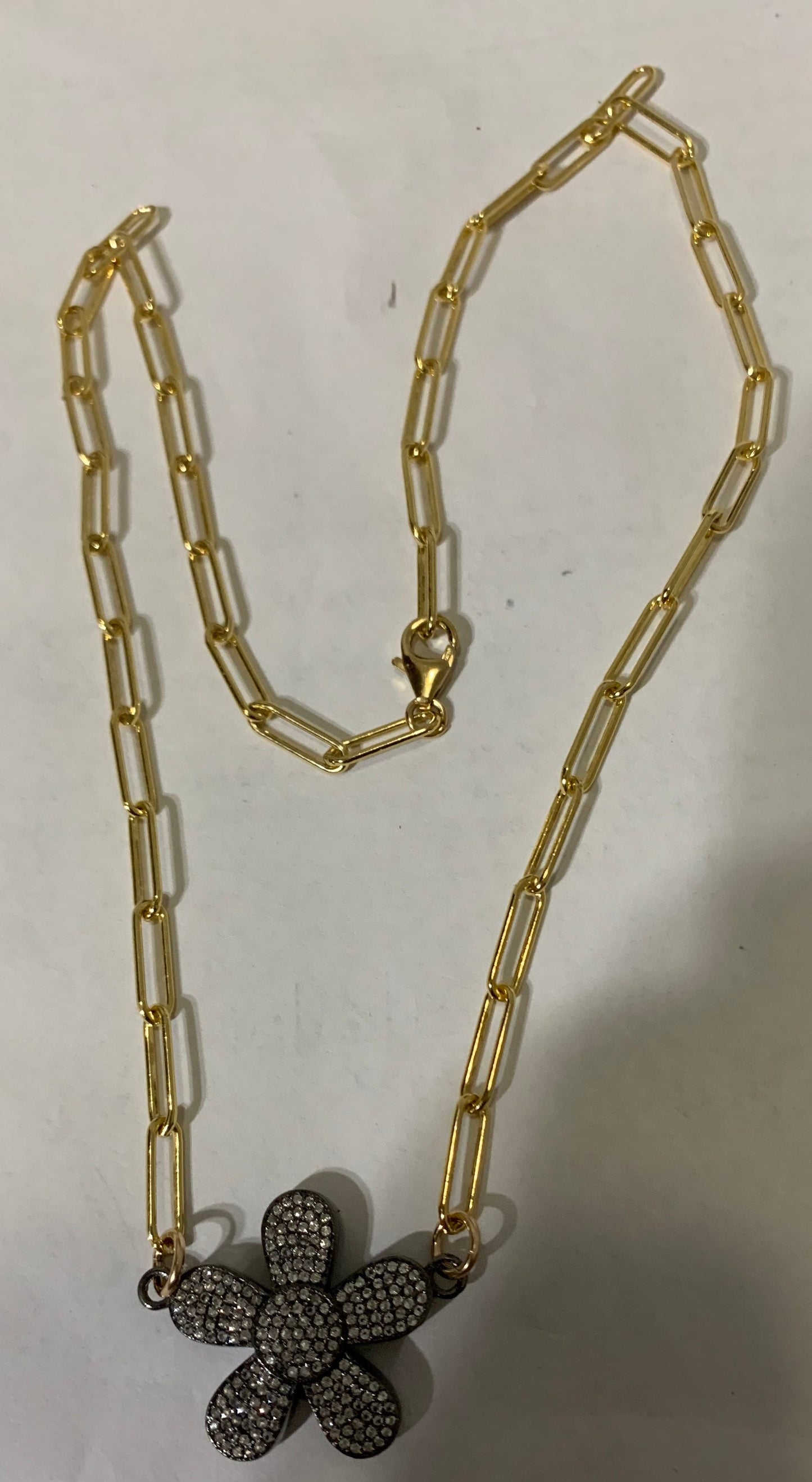 14/20 Goldfilled pave white topaz necklace