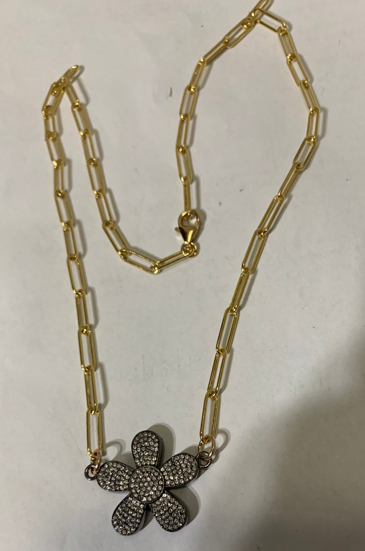 14/20 Goldfilled pave white topaz necklace