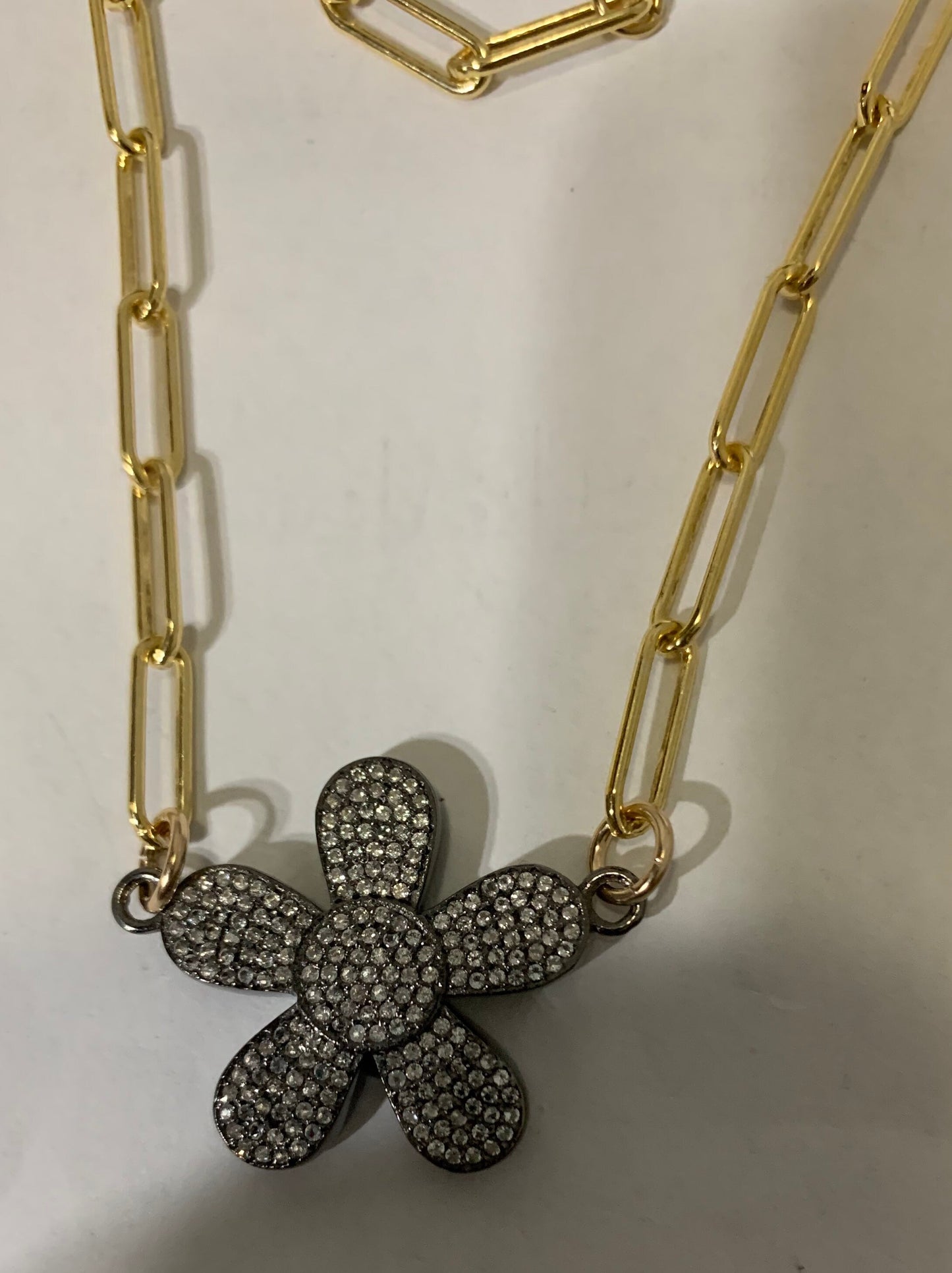 14/20 Goldfilled pave white topaz necklace