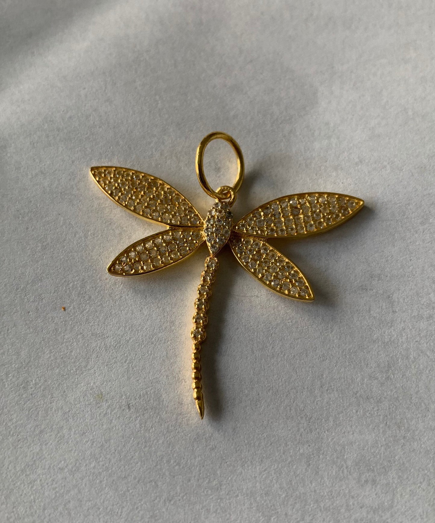 Pave white topaz vermeil charm