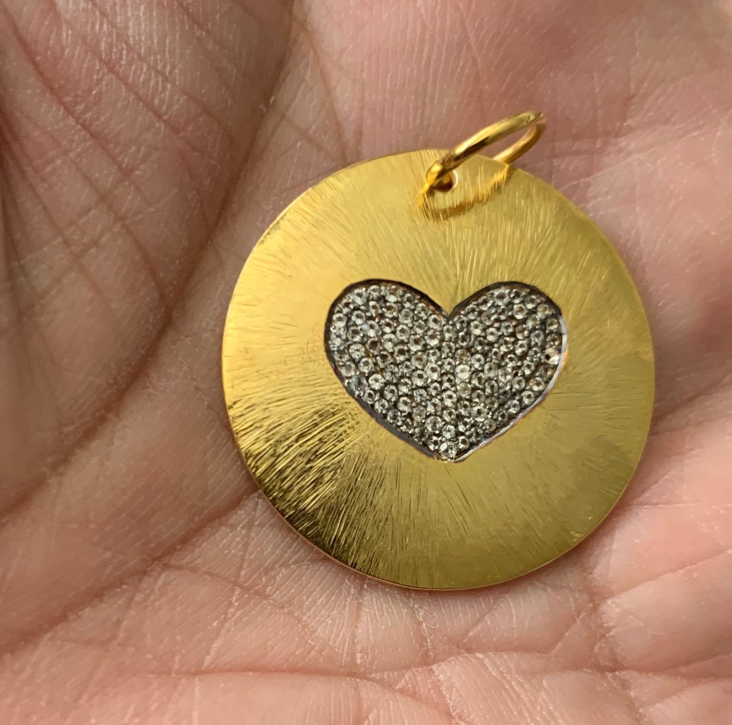 White topaz sterling silver vermeil pendant