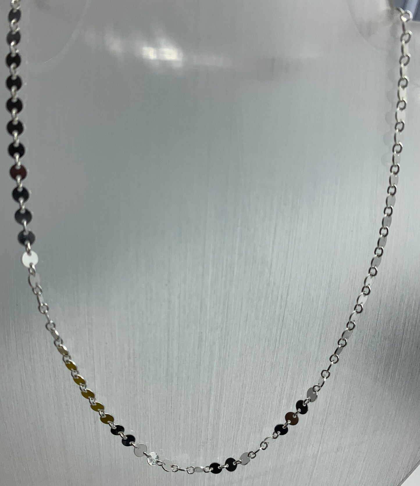 Round disc sterling silver chain necklace