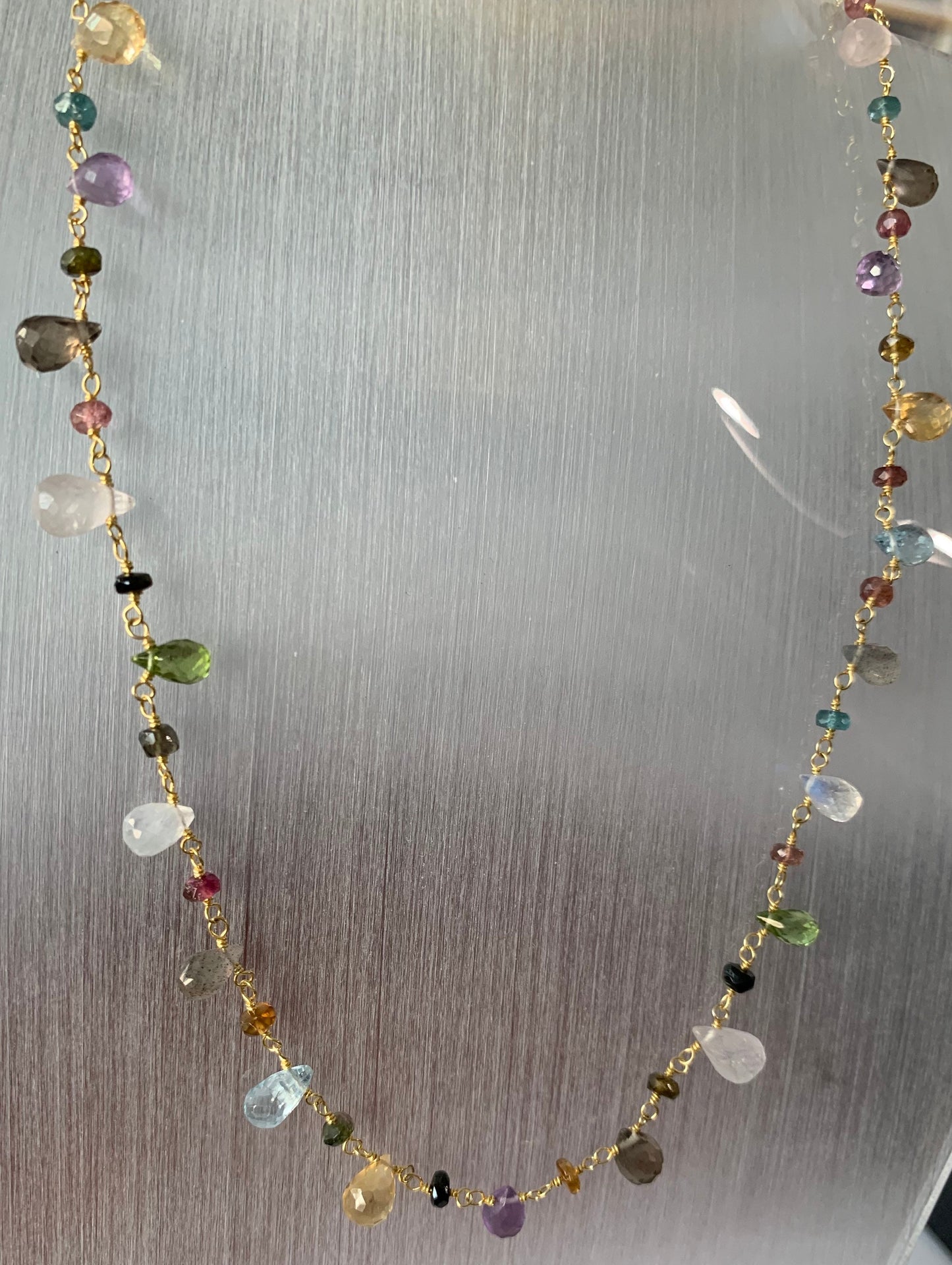 drops tourmaline beads vermeil necklace