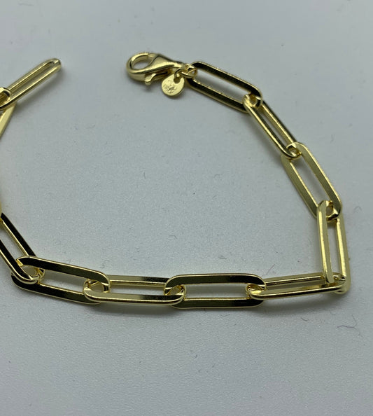 One microns vermeil paper clip bracelet
