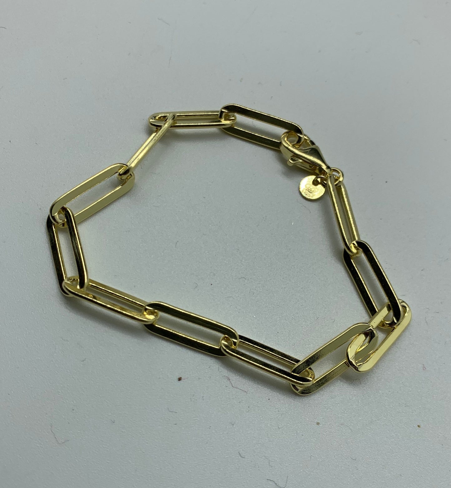 One microns vermeil paper clip bracelet