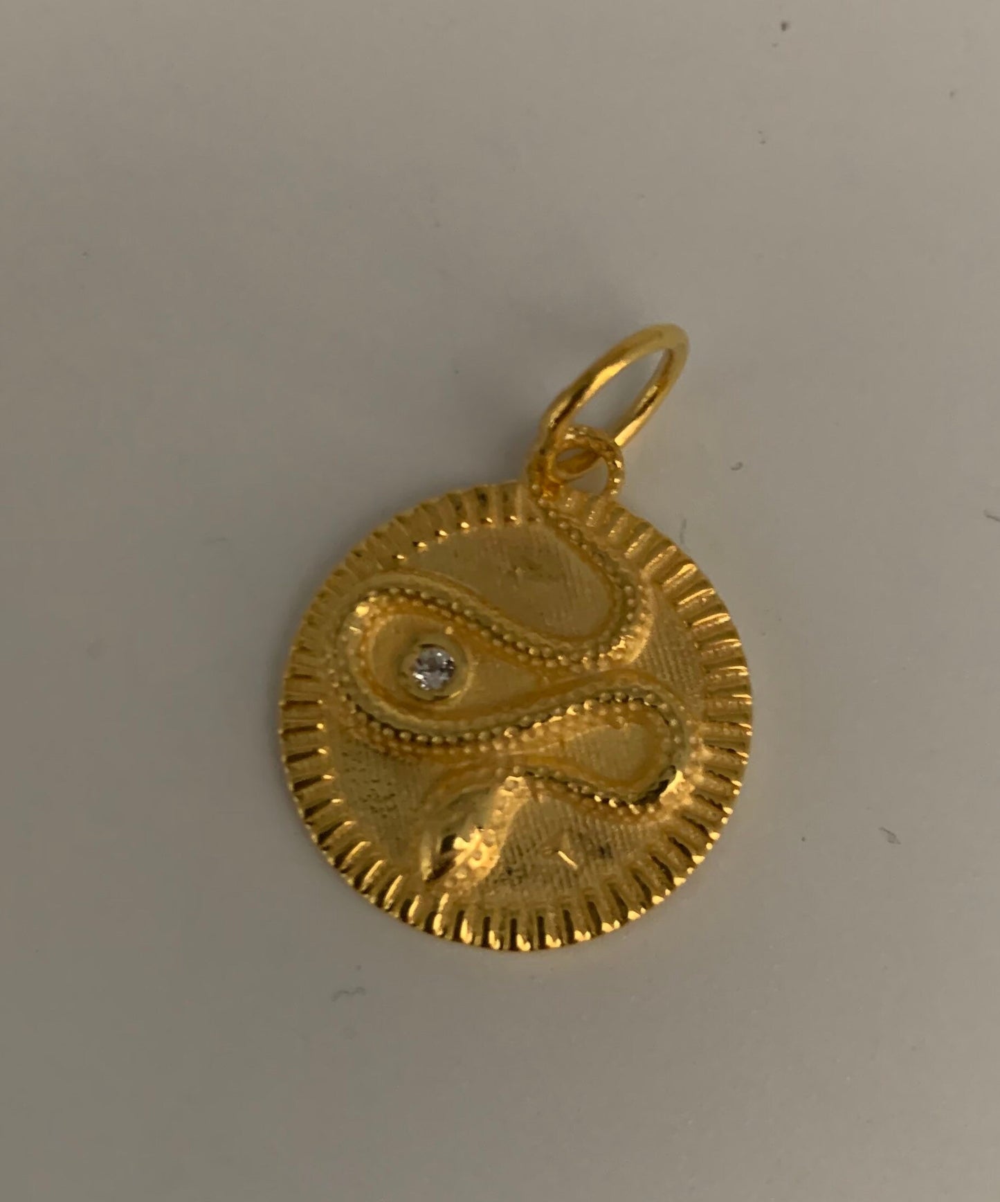 Pave white topaz vermeil snake charm