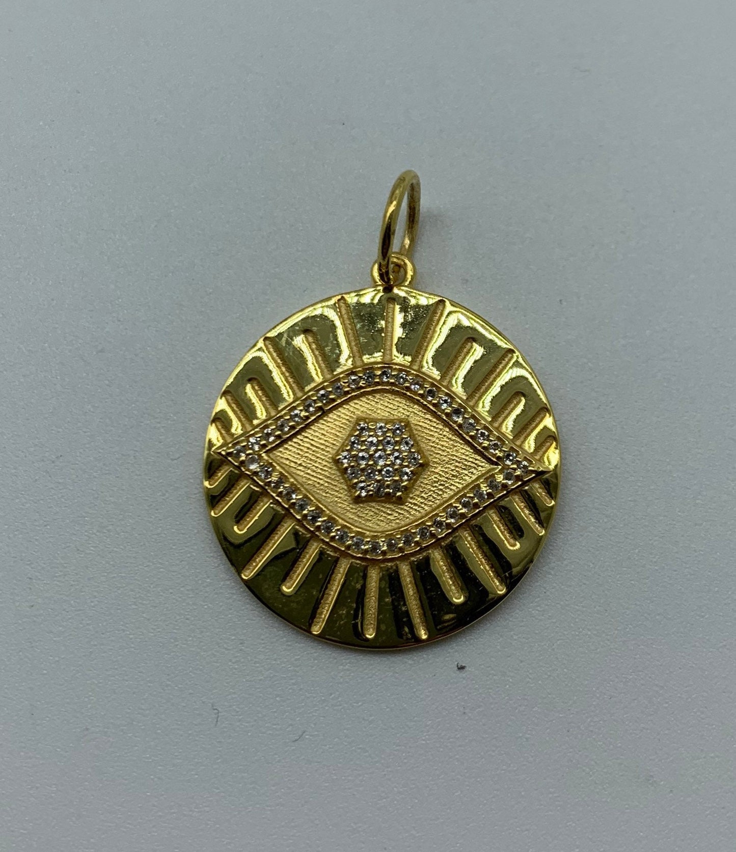 Pave white topaz vermeil evil eye charm