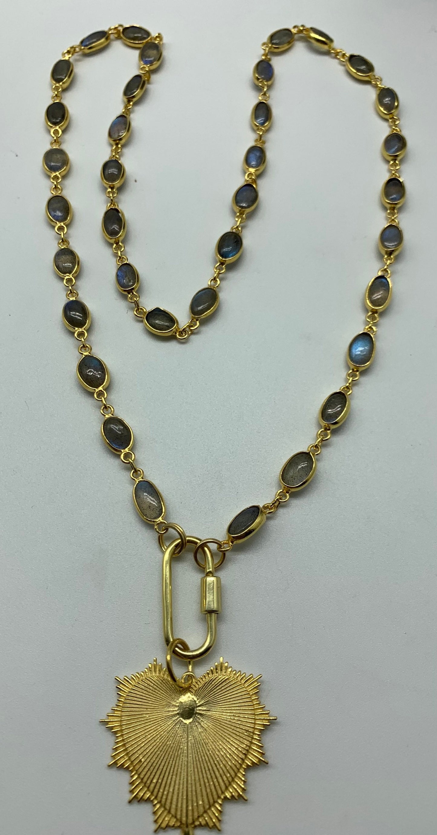 CARABINER CLASP LABRORITE Bezal vermeil charm necklace