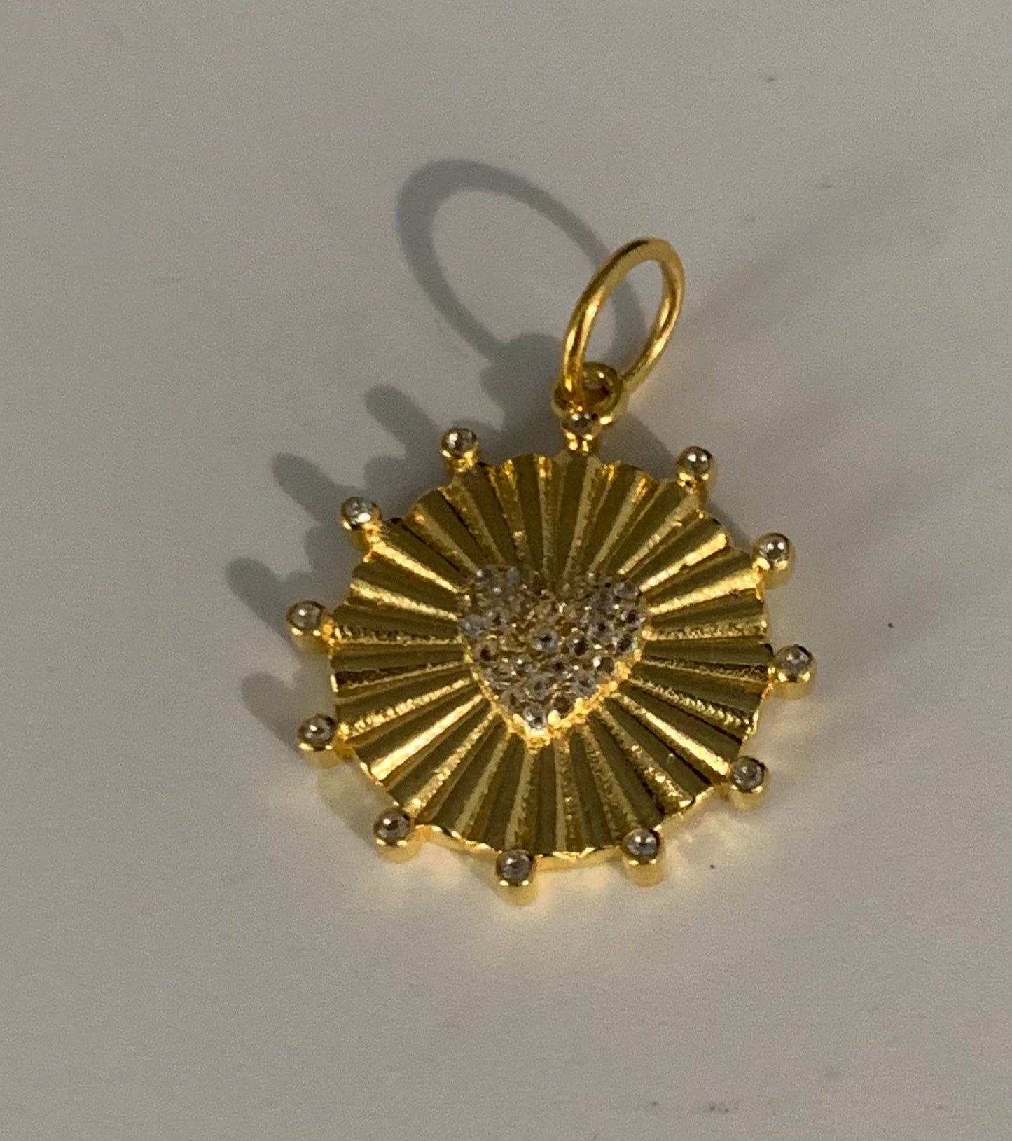 White topaz sterling silver vermeil charm