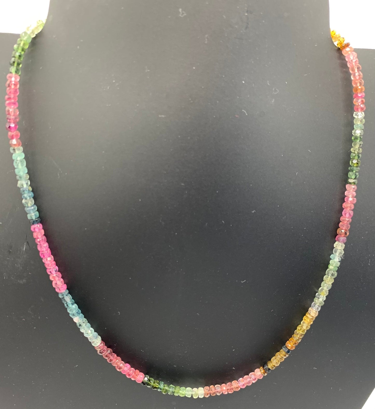 Watermelon tourmaline beaded necklace