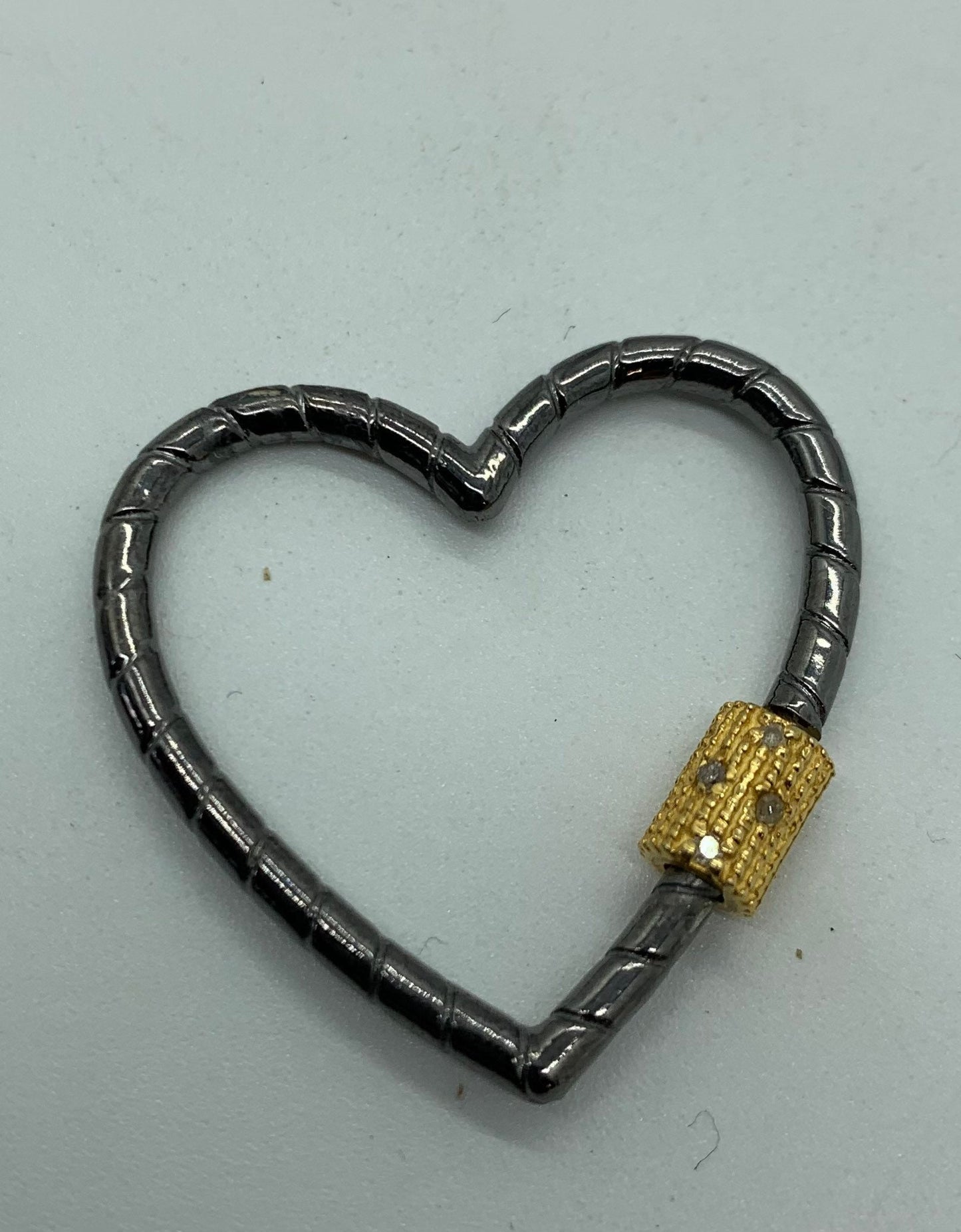 Diamond sterling silver carabiner clasp