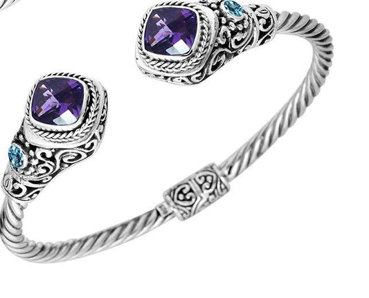 sterling silver amethyst blue topaz bangle