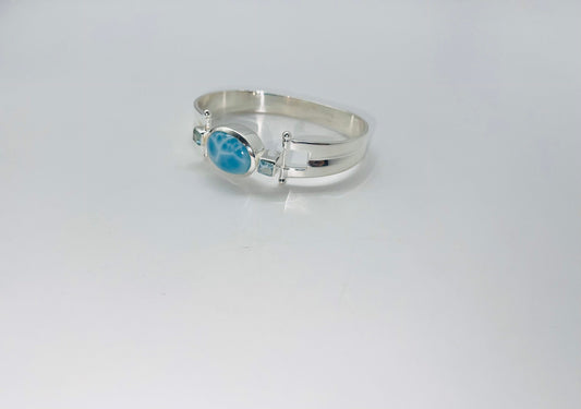 Larimar bracelet, 925 sterling bracelet, blue topaz bracelet,gemstone bracelet, silver bracelet, sterling bracelet, bracelet