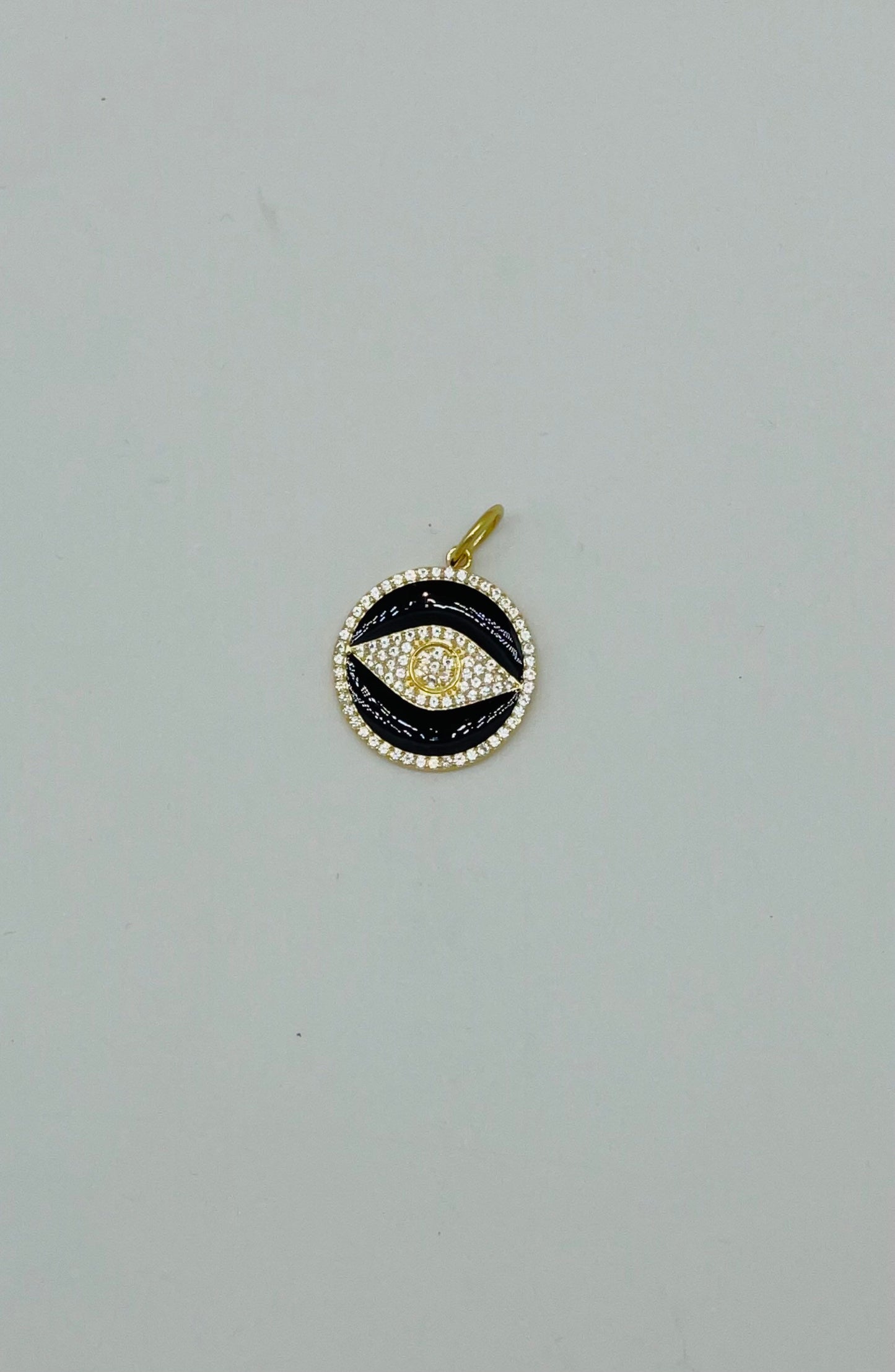 Pave white topaz enamel sterling silver charm