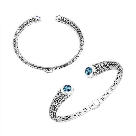 Blue topaz sterling silver bangle