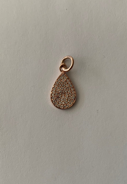 Rose gold Pave white topaz  charm