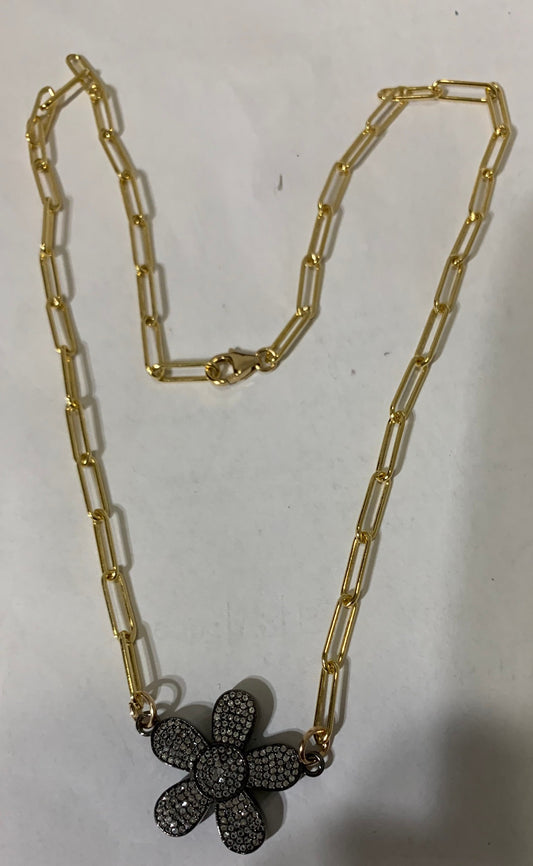 14/20 Goldfilled pave white topaz necklace