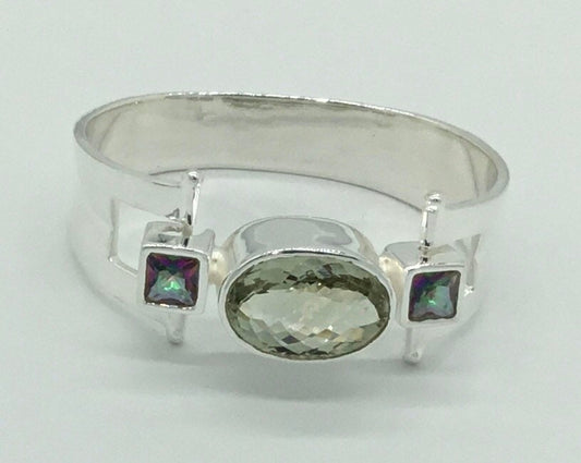 Green amethyst bracelet, 925 sterling bracelet, Mystic topaz bracelet,gemstone bracelet, silver bracelet, sterling bracelet, bracelet