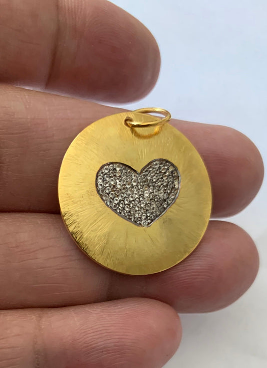 White topaz sterling silver vermeil pendant