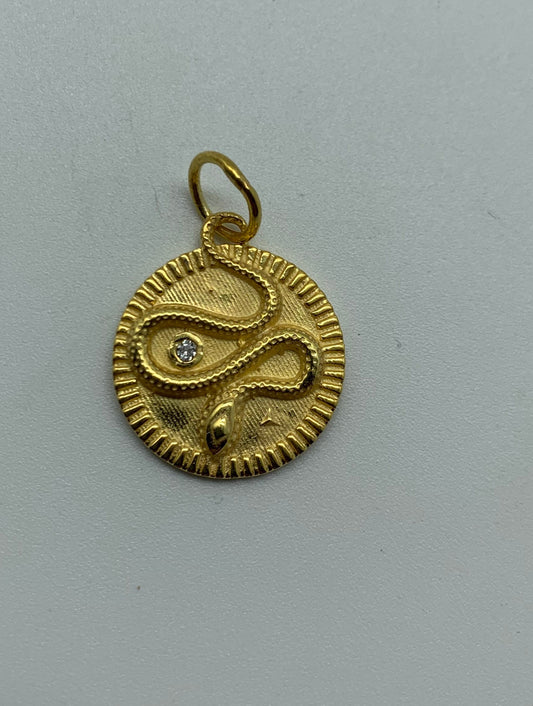 Pave white topaz vermeil snake charm