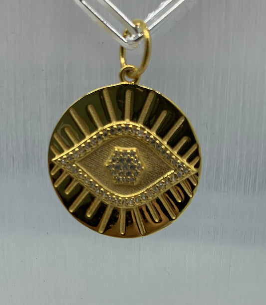 Pave white topaz vermeil evil eye charm