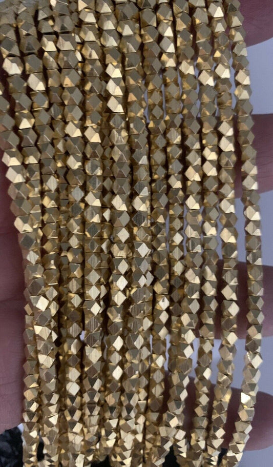 4 Mm Brass Gold Plated nugget beads