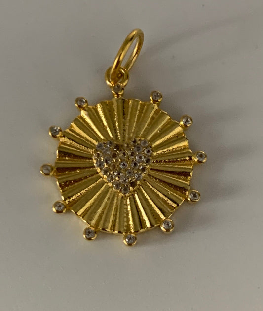 White topaz sterling silver vermeil charm