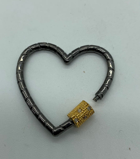 Diamond sterling silver carabiner clasp