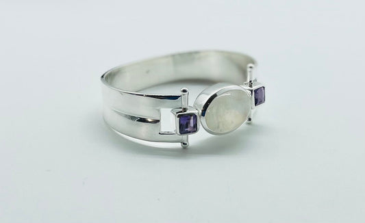 Moonstone bracelet, 925 sterling bracelet, amethyst bracelet,gemstone bracelet, silver bracelet, sterling bracelet, bracelet